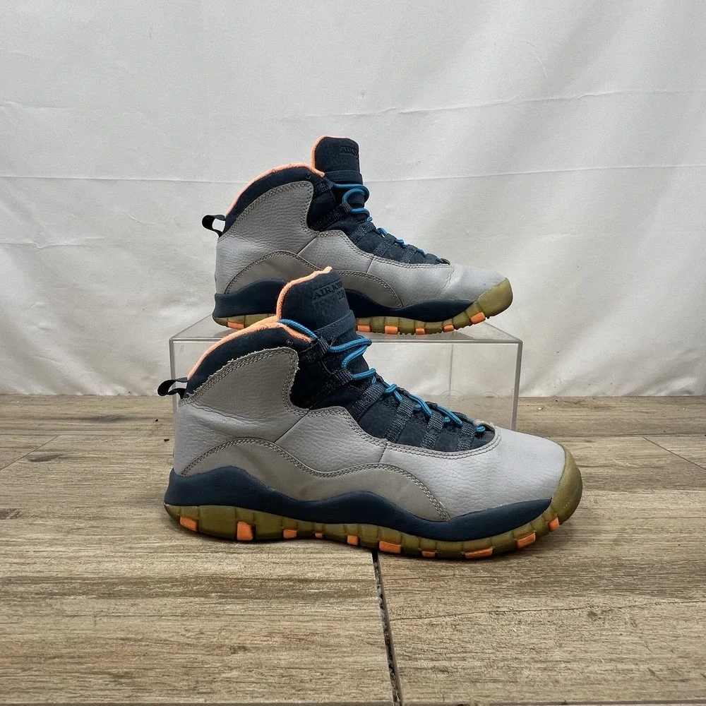 AIR JORDAN 10 RETRO Youth Size‎ 7 BOBCATS KD 310806-026 WOLF GREY ORANGE BLUE